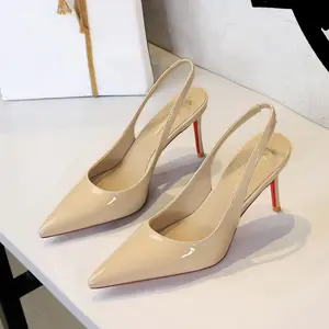 Sexy PU Leather Pointed-Toe High Heels for Women – All-Season Slip-On Party Shoes with Rubber Sole Girl Footwear Elegant Heeled Stylish Fashion Heeled