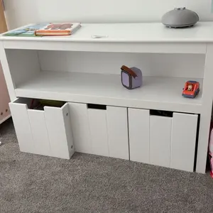 FOTOSOK White 3-Drawer Toy Storage Cabinet with Hidden Wheels & Large Open Bookhelf - Mobile Kids' Organizer for Playroom