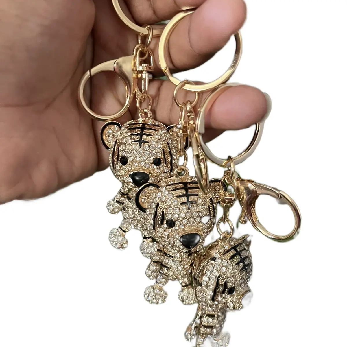 Rhinestone Tiger Keychain