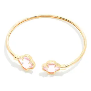 Glass Crystal Clover Cuff Bracelet