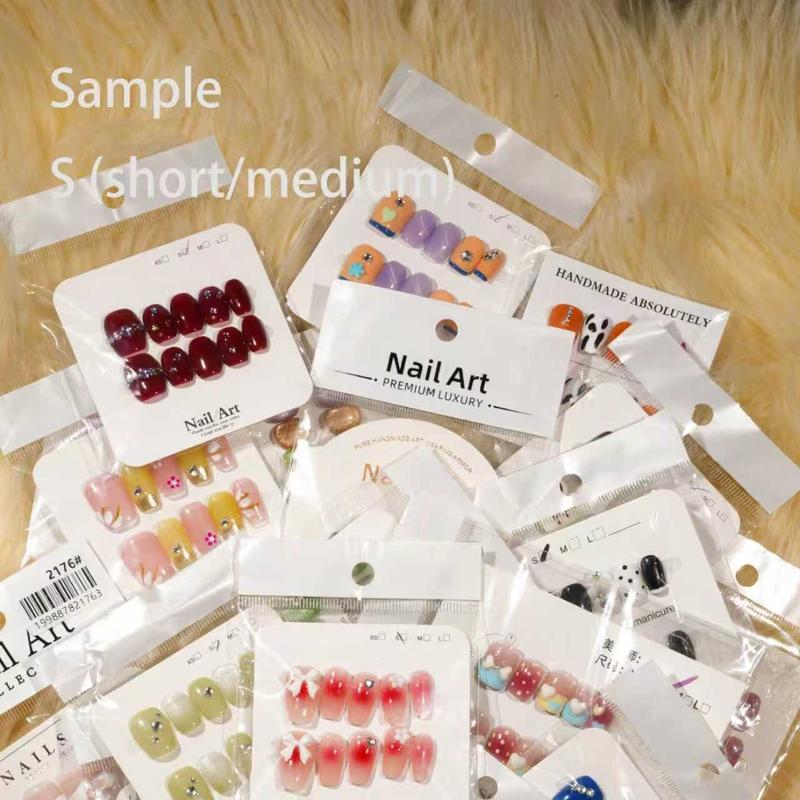 jojo:20sets handmade press-on nails selectable size and length random style
