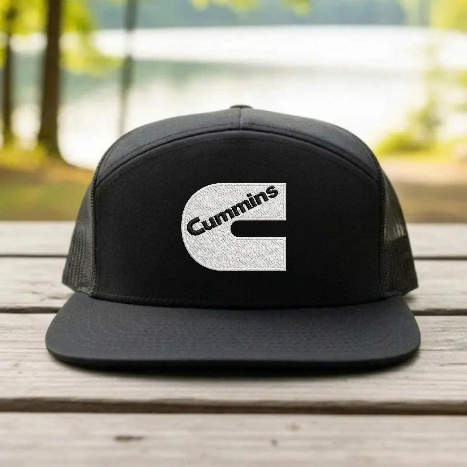 Cummins Flat Bill Vintage Trucker Mesh Yupong Snapback Black Baseball Cap Hat, Diesel Truck Embroidered Trucker Hat, Flat Bill Mesh Snapback Cap, Vintage Richardson 112 Style Hat, Heavy Duty Trucker Cap, Diesel Mechanic Hat, Pickup Truck Hat