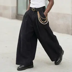 [Order One Size Up] INCERUN Menswear 2026 Spring/Summer Fashion Vintage Corduroy Wide-Leg Pants ,Lightweight Loose-Fitting Baggy Streetwear Trousers, Comfortable, Daily Wear