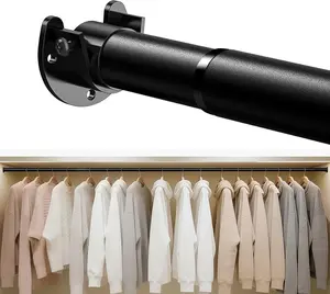 Closet Rod 17-84 IN, Heavy Duty Closet Rods for Hanging Clothes, Adjustable Closet Rods for Wardrobes Storage Laundry RV Bathroom, Easy Install