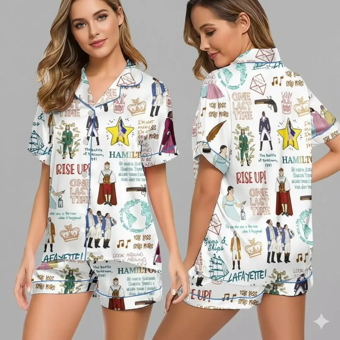 Hamilton Satin Pajama Set for Women, Luxury Sleepwear with Pockets, Soft Silk Feel Loungewear, Elegant Nightwear Gift for Her