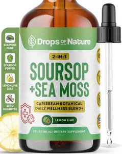 Soursop with Sea Moss Liquid Supplement – More Concentrated Than Sea Moss Gel – Easily Mix with Drinks – Soursop Bitters Liquid Drops for Hydration and Immune Support (Lemon Lime, 60mL)