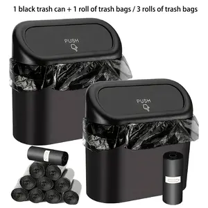 1 Compact Car Door-Mounted Covered Trash Can - Leak-Proof Design, Includes 5 Rolls of Trash Bags, Dual-Use Storage Solution for