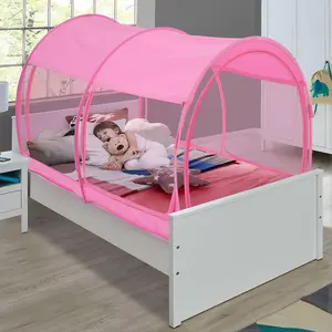 Alvantor Mosquito Net Bed Canopy Tents Dream Privacy Space Twin Size Sleeping Tents Indoor Pop Up Portable Frame Breathable Cottage Pink (Mattress Not Included)