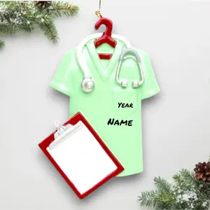 Personalized Scrubs Green Christmas Ornament – Custom Gift for Nurse or Doctor with Name & Year – Medical Professional Ornament – Noel Box