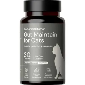 NEW Probiotics for Cats with S Boulardii (30 Capsules) - Triple-Action Gut Maintain Phage, Prebiotics & Probiotic Cat Supplements for Digestive Health, Easy to Use as Food Topper