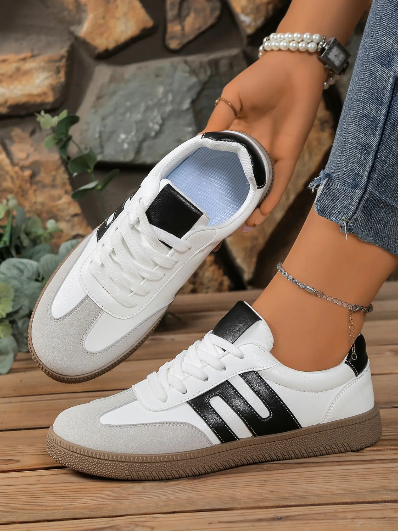 Classic Retro Colorblock Sneakers, Breathable Low Top Agony Shoes, Casual Sporty Footwear, Sports Shoes, All Seasons PU Leather Rubber Sole