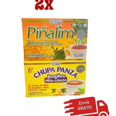 2 Pack Improved Formula Tea CHUPA PANZA & PINALIM - Tea Based Ginger & Cinammon, Pineapple, Jengibre (30 Tea Bags/0.10 oz Each) Beverage Natural Herbal