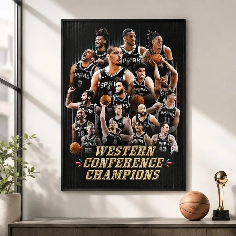 2026 NBA Western Conference Champions San Antonio Spurs Basketball-Themed Graphic Print Eco-Friendly Paper Poster, Home Decor Wall Art Decoration, Collectible Photo Gift for Spurs Fans