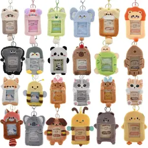 3 Inch Kpop Binder Plush Photocards Holder Keychains Hamster Cat Bear Panda Instax Mini Photo Album for Photographs Korea Idol