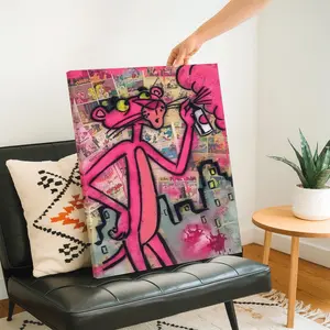 Cartoon Graffiti Wall Art, Panther Spray Paint Poster, Pop Art Printing, and Canvas Decoration, Living Room & Bedroom Aesthetic