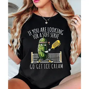 Soft Serve Pickleball Joke comfy T-Shirt: Funny Angry Pickle Fan Game Day Tee