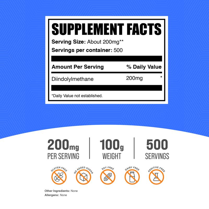 BulkSupplements - DIM Diindolylmethane Powder - Immune System - Antioxidant - Liver Health - 10g-1kg - 200mg per Serving