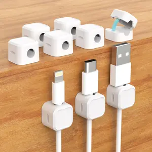 6 Pack Magnetic Cable Clips – Adhesive Cord Organizer (White)