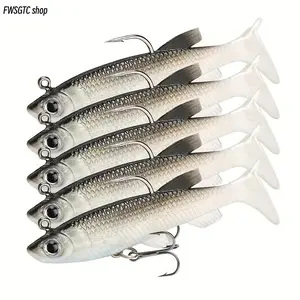 This set includes 5 soft fish-shaped lures fitted with hooks. Designed with vivid lifelike details, these durable fishing tackles are practical accessories for daily outdoor fishing.