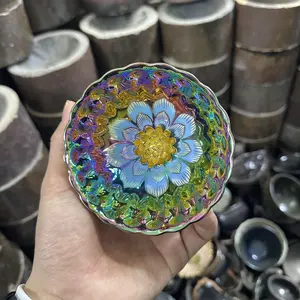 THIS IRIDESCENT LOTUS CERAMIC BOWL’S SHIMMER IS UNREAL  Rainbow glow + golden lotus detail = handmade magic-665