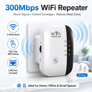 300Mbps WiFi Extender Signal Booster, Wireless Internet Repeater for Home & Office, Long Range WiFi Booster to Extend Coverage and Reduce Dead Zones