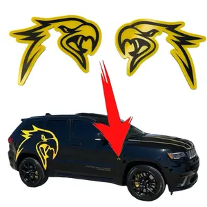 Yellow HellHawk Emblems fits wk2 Jeep Trackhawk Grand Cherokee Track Hawk