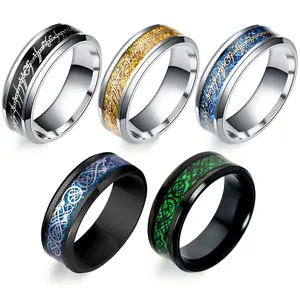 5Pcs Titanium Steel Rings, Lord of The Rings, Easter Basket Stuffers, Birthday Valentines Gift for Boyfriend, Punk Style, Sizes 8-11