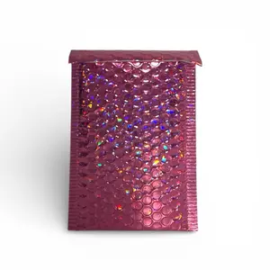Single shiny pink 4x8 bubble mailer—lightweight, secure, and perfect for mailing one card, small gift, or collectible in style!