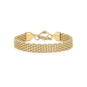 Serelune B Waterproof Chunky Chain Bracelet for Women - 14K Gold Plated Trendy Adjustable Chain Bracelet - Lightweight Stainless Steel Jewelry