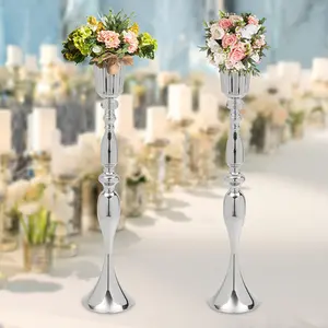 New 2 Pcs Silver Vases for Wedding Centerpieces 29.1in Tall Flower Vases for Dining Room Table Vases for Centerpieces for Party Birthday Anniversary Ceremony Event Reception Home Decor Metal Christmas