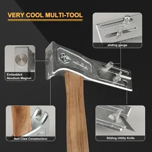 Magnetic Roofing Hatchet, Magnetic Roofing Hammer, Wooden Handle, Efficient Tool for Quick Nailing, Hardware