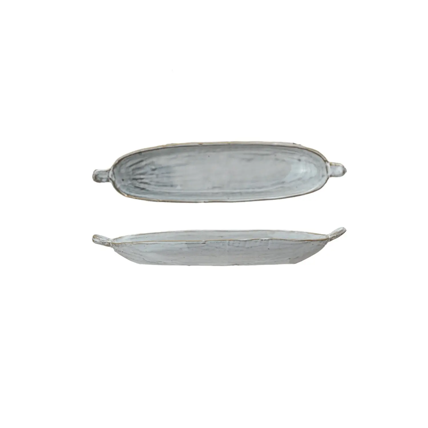Stoneware Dish w/ Handles, White (Each One Will Vary)