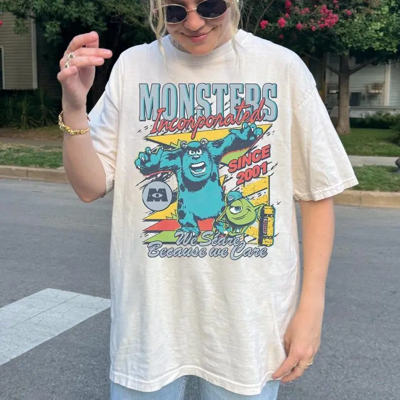 Comfort Colors® Monsters Incorporated Since 2001 We Scare Because We Care T-Shirt, Monsters University, Sulley & Mike Monster Inc Tee