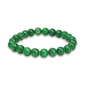 Green Jade Bracelet - Healing Jade Wealth Bracelet - Jade Beaded Bracelet for Women Men - Bring Good Luck Prosperity and Emotional Balance - Adjustable Size