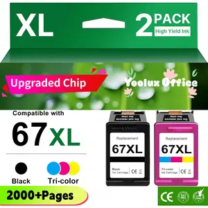 67XL Ink Cartridges for HP Ink 67 Compatible for HP 67 Ink Cartridges Black/Color Combo Pack Work with DeskJet 2827e 4227e 2855e 2842e 2755e 4155e 2755 2852e Envy 6055e 6000 6455e (1 Black, 1 Color)