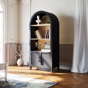 ATUMCTO Tall Arched 3-Tier Bookcase with Storage Shelf - Mid-Century Modern Open Display Cabinet for Living Room, Office
