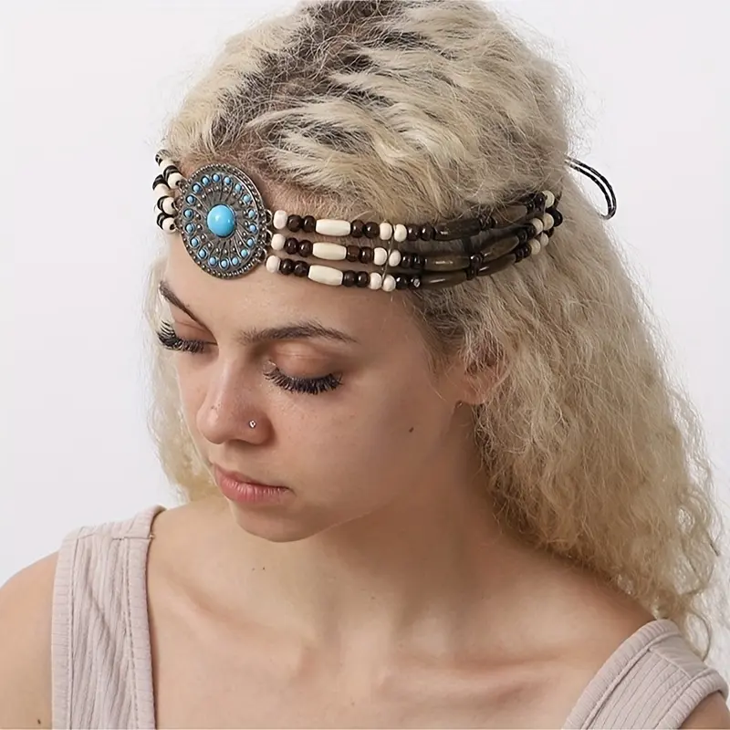 1PC Niche Design Beach Style Braided Beaded Hairband Multi-purpose Virgin Dress Up Accessories Bohemian Style