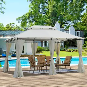 [SOIYELIFE] 13x10 Outdoor Patio Gazebo Canopy Tent With Ventilated Double Roof And SideWall(Detachable Curtain Included On All Sides),Suitable for Lawn, Garden, Backyard and Deck,BEIGE   Unique furniture