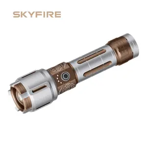 SKYFIRE 2503 LED Rechargeable Flashlight, High Lumen with Ambient Lamp, Super Bright Flashlight, Waterproof Design, Ideal for Camping Essentials, Outdoor & Home Use