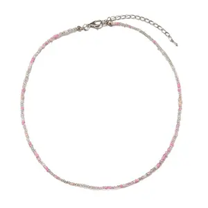 Girl's Rainbow-Colored Glass Bead Necklace