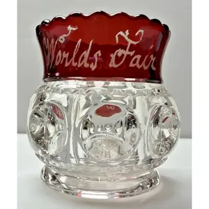 EAPG Adams Glass Xlcr Ruby Flash Kings Crown Thumbprint Spooner Worlds Fair 1893