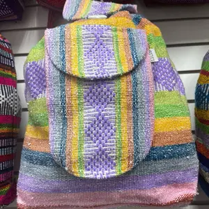 Backpack - Colorful Rainbow Striped Design with Front Pocket for Everyday Use