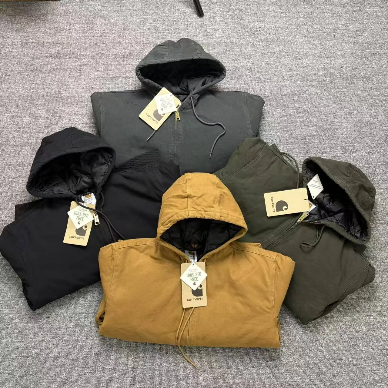 Carhartt Heavyweight Washed Detroit Jacket for Men, Vintage Rugged Canvas Workwear Outer Coat, Loose Fit Long Sleeve Jacket with 4 Colors for Daily Work & Outdoor Activities