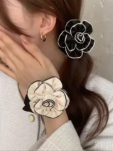 Women's Elegant Flower Design Hair Ties, Cute Trendy Scrunchies, Floral Hairbands, Fashionable Hair Accessories for Daily Use