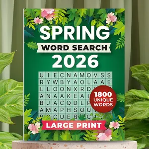 2026 Spring New Word Search Notebook, Casual Puzzle Book, Perfect for Commuting and Leisure, Family Interaction Choice (no Pen Included) Large Print