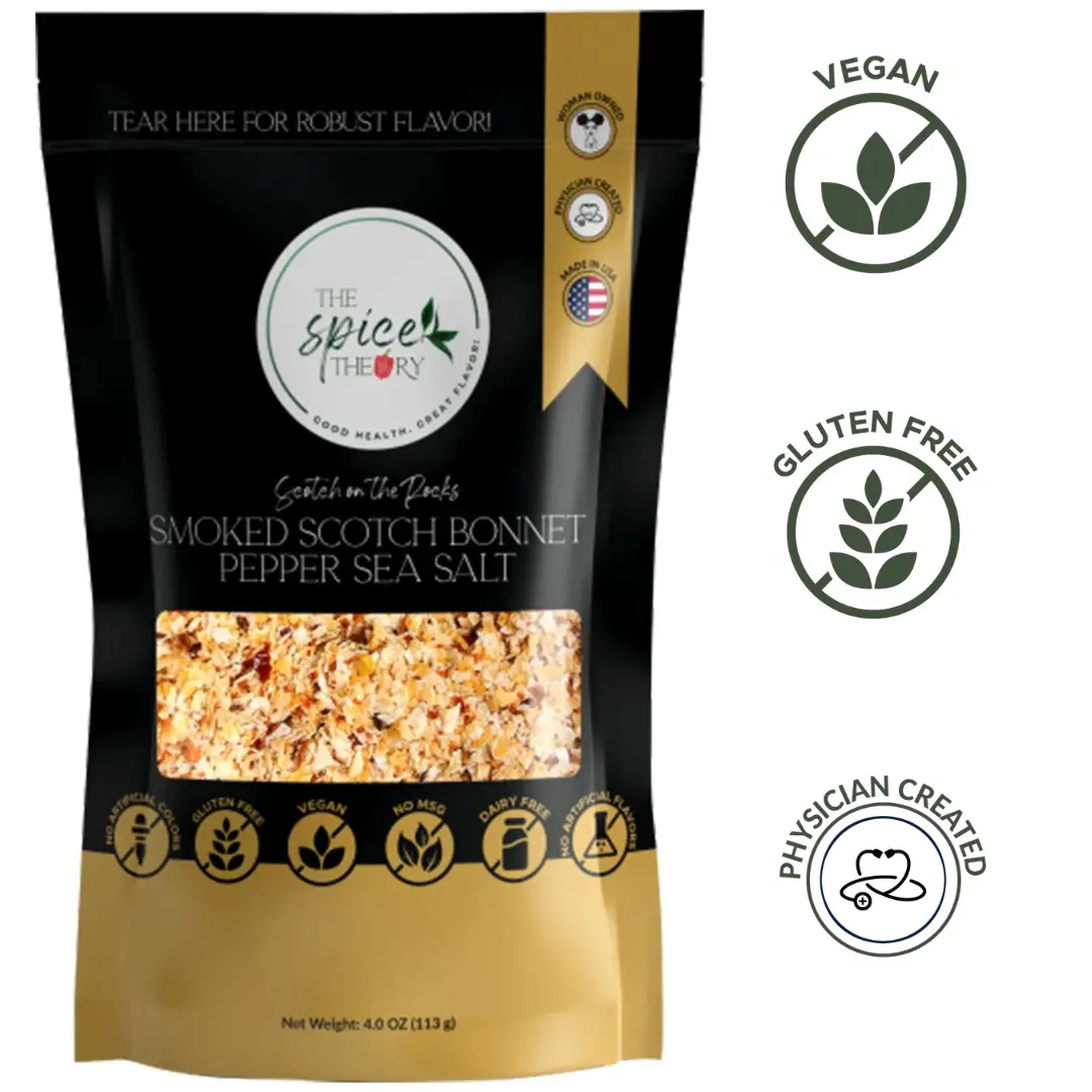Scotch on the Rocks Smoked Scotch Bonnet Pepper Sea Salt - Flavorful Seasoning Blend Spice