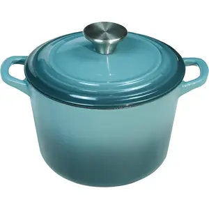 Dutch Oven Pot with Lid 1.8 qt Cast Iron Dutch Oven for Bread Baking Slateblue Enameled Cast Iron Rice Pot with Handels