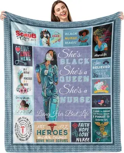 Black Nurse Gifts for Women,Black Girl Nurse Gifts,Proud Black Nurse Blanket,Christmas Birthday Gifts for Black Nurse,Nurse Graduation Gifts,Nurses Day Gifts for Black Nurse Practitioners 60"X50"