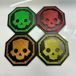 Helldivers 2 3D Printed Coaster - Four Color Variants with Skull Design - Perfect for Game Fans and Collectors