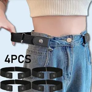 4pcs of abdominal control belt - elastic adjustable waistband for jeans and pants - no buckle design, comfortable and convenient，Unisex，One size fits all